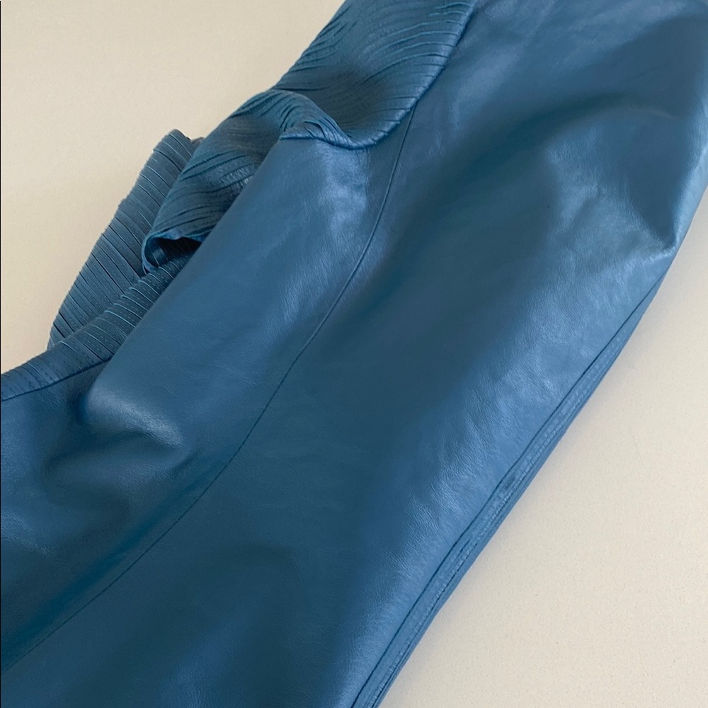 Blue Structured Blazer with Ribbed Texture - Picture 9 of 9